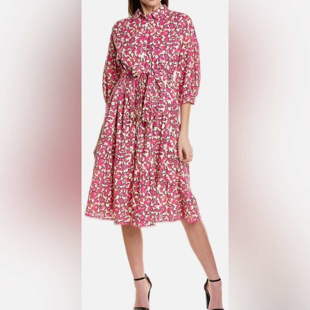 NWT DVF Luna Tie Waist Patterned Dress XXS run large